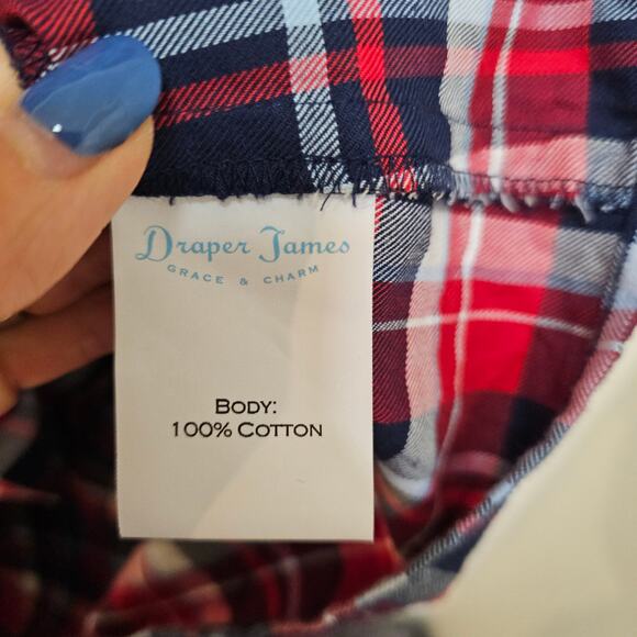 Draper James Sz14 Blue Red White Plaids Shirt Dress w belt. Artzy. Soft. Spring - Picture 10 of 11